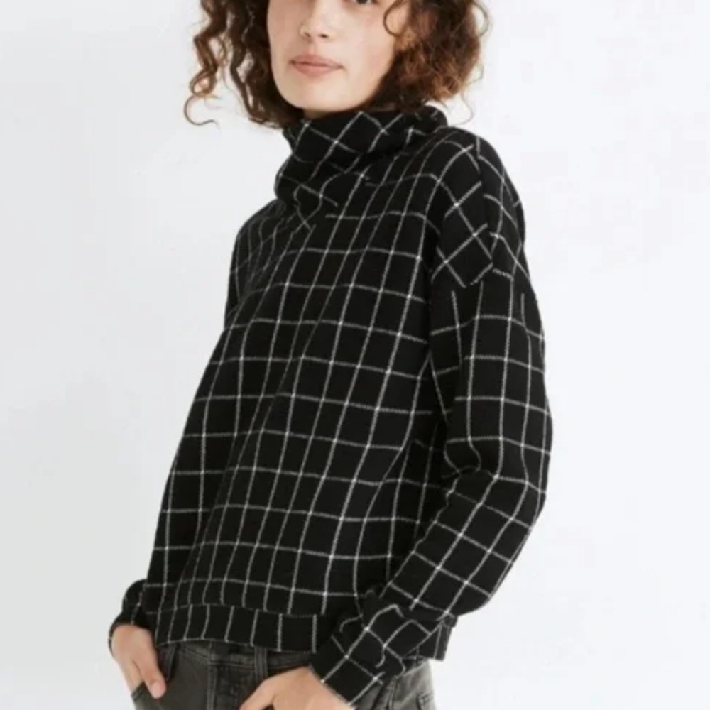 MADEWELL PLAID TURTLE NECK SWEATER  SIZE SMALL